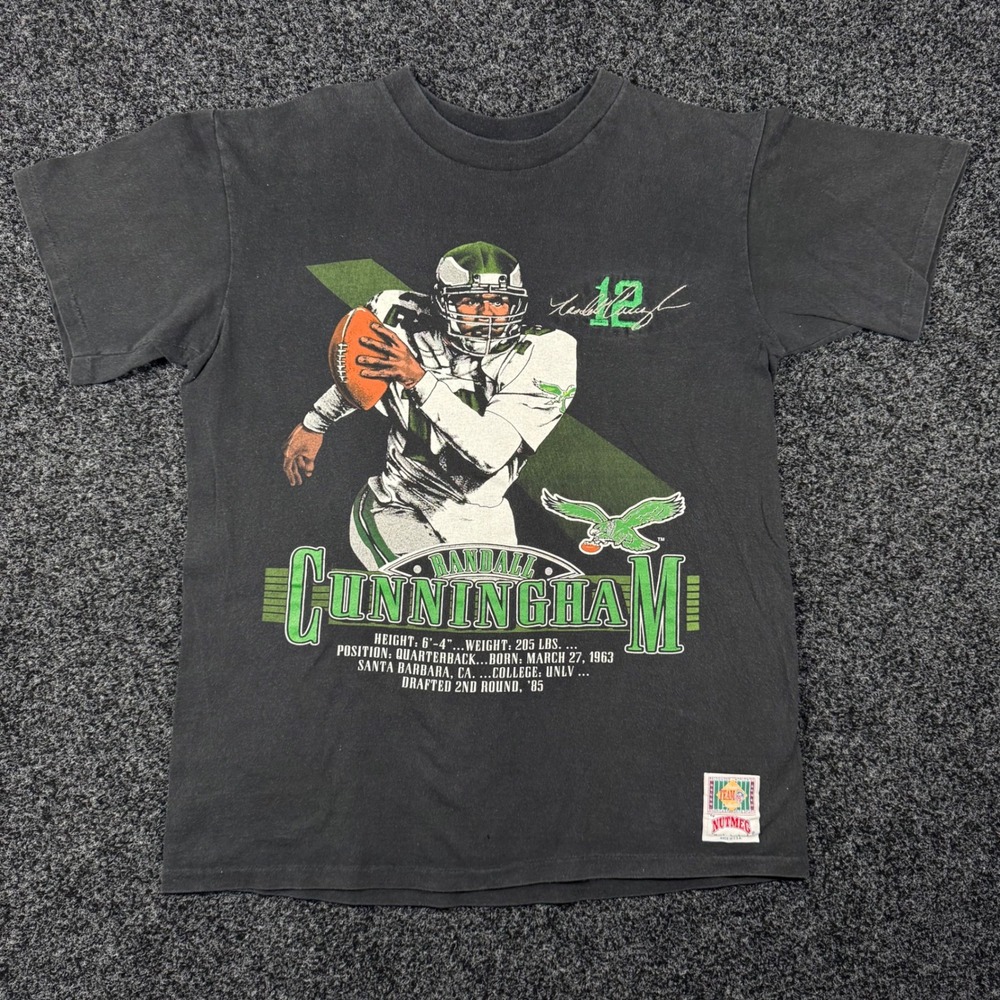 Vintage 90s Nutmeg Philadelphia Eagles Randall Cunningham T-Shirt Black Large